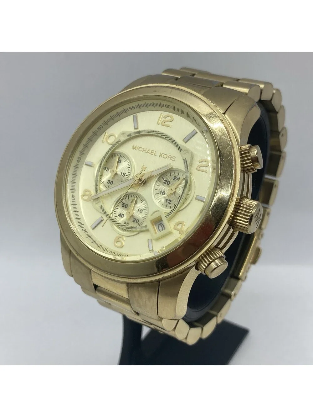 Men’s Michael Kors MK8077 Runway Gold Chronograph Stainless Steel Watch 45mm